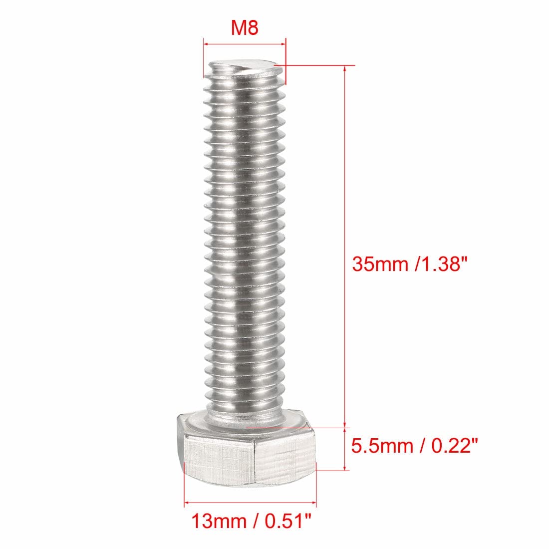 20 sztuk M8 Gwint 35mm 304 Śruby ze stali nierdzewnej Śruby DUO ER