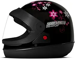 Capacete Moto Automático Sport Moto Girls Feminino Preto Tam. 62