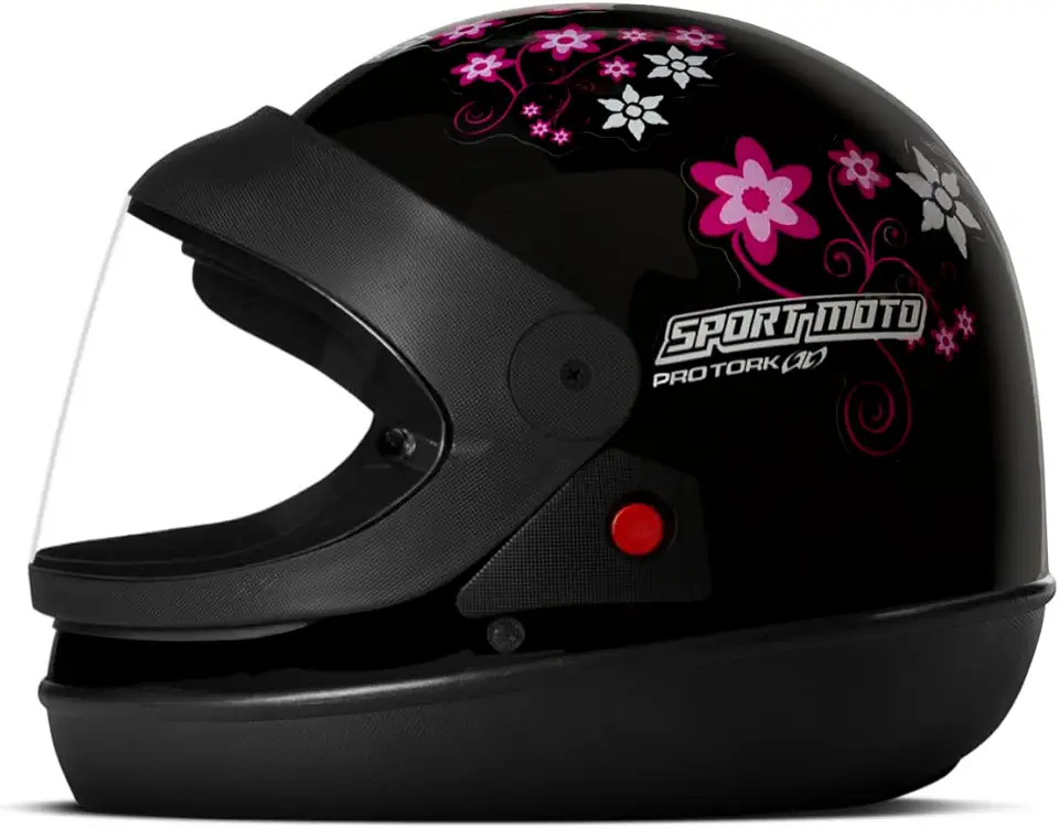 Capacete Moto Automático Sport Moto Girls Feminino Preto Tam. 62