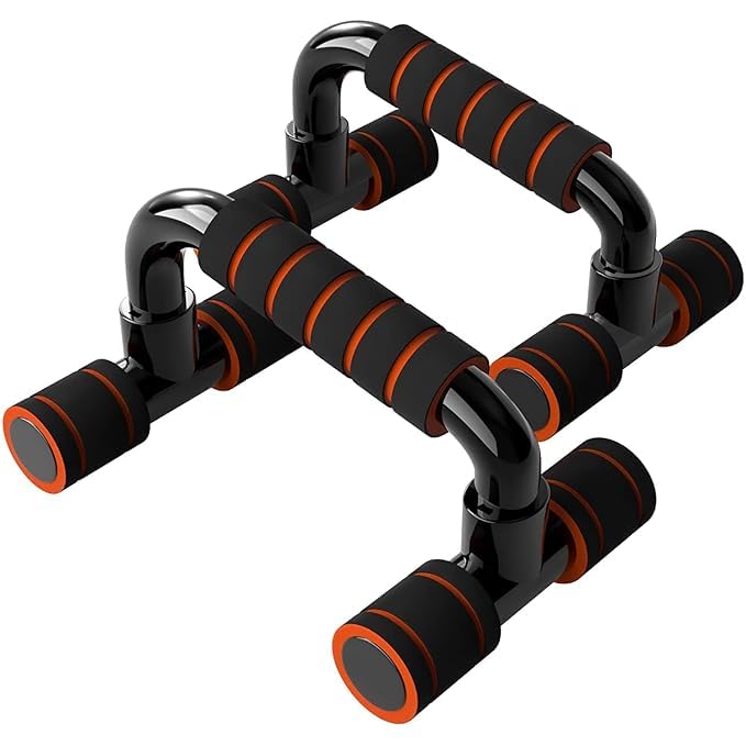 FIRST CHOICE foam grip home gym push up stand home workout and exercise for men and women (S SHAPE PUSH UP BAR(BLACK & RED))-image-34
