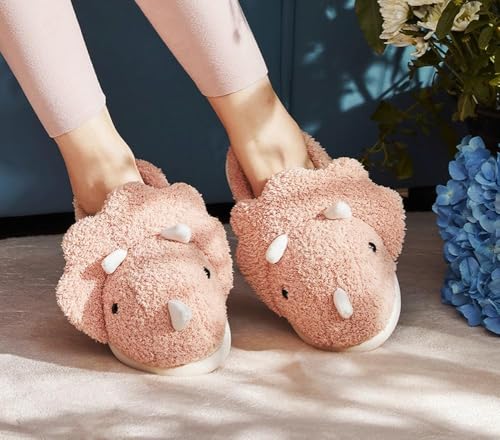 Dinosaur Women Men Plush Animal House Slippers Triceratops Cartoon Winter Slippers 20242