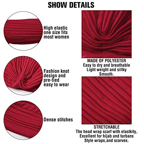 Geyoga 10 Pcs Stretchy Turban Cap Chemo Head Wraps Cancer Headwear Bennie Twisted India's Hat for Women(Mixed Colors)