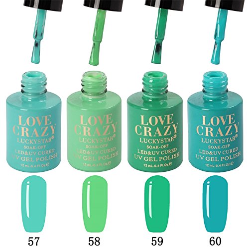 LoveCrazy 4pcs Kit De Colores 57-60 Esmaltes en Gel Manicura Francesa Uñas de Gel Esmalte Semipermanente Color Gel UV LED Manicura Arte