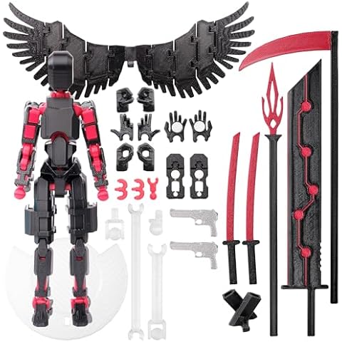 (Assembly Completed Dummy 20 Action Figure, 8.1 inches， Strong Magnetic Accessories， 8 Types of Weapons 3D Printed Robot Multi-Jointed Movable, Spider Ninja Series (Black) Cover
