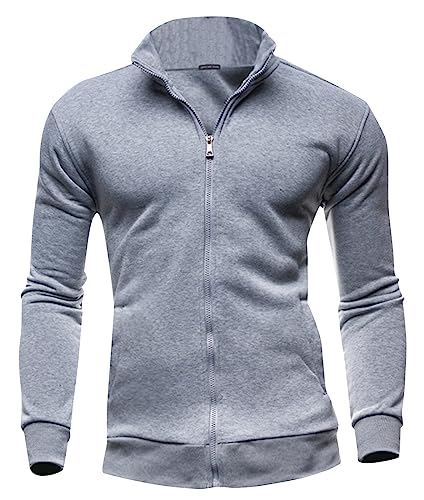 AIEOE Mens Casual Cardigan Warm Slim Fit High Neck Solid Zipper Leisure Jacket