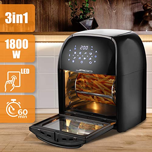 Jago® XXXL 8in1 Heißluftfritteuse 12L + 10 Zubehör - 1800W, LED Display mit Touch Screen, 8 Programme/Timer, Ohne ÖL… – Bild 3