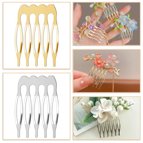 30 Peines Metálicos Laterales de 5 Dientes Dorado y Plateado miniatura 4