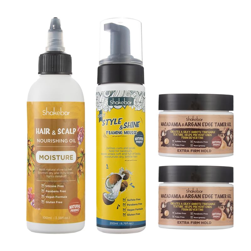 Hair Nourishing Oil, Hair Mousse, Edge Control Gel, Nourishes Hair and Scalp, Leaves Hair Shine and Long-lasting Style (EXTRA FIRM HOLD)