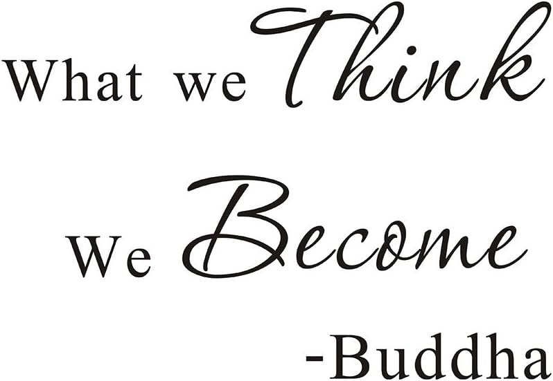 What We Think We Become Buddha Home Mural DIY Quote Saying Inspirational Vinyl Wall Sticker Decals Transfer Removable Words Lettering Uplifting (Size1: 11.4" x 7.8")