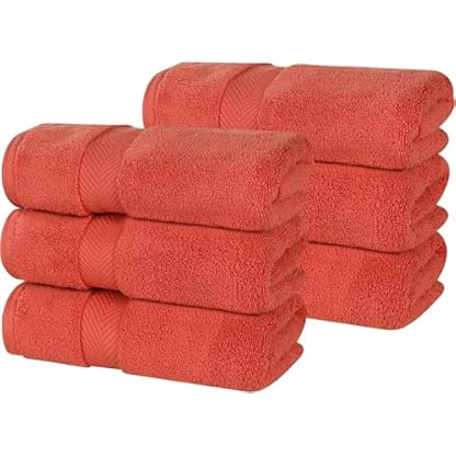 Superior Baumwoll-Handtuch-Set, mittelgroße Handtücher, Plüsch, weich, saugfähig, Badezimmer-Grundlagen, Heimbedarf, Spa, Salon, Hotel, Küche, Luxus, schnell trocknend, Zero Twist Kollektion, 6er-Set,