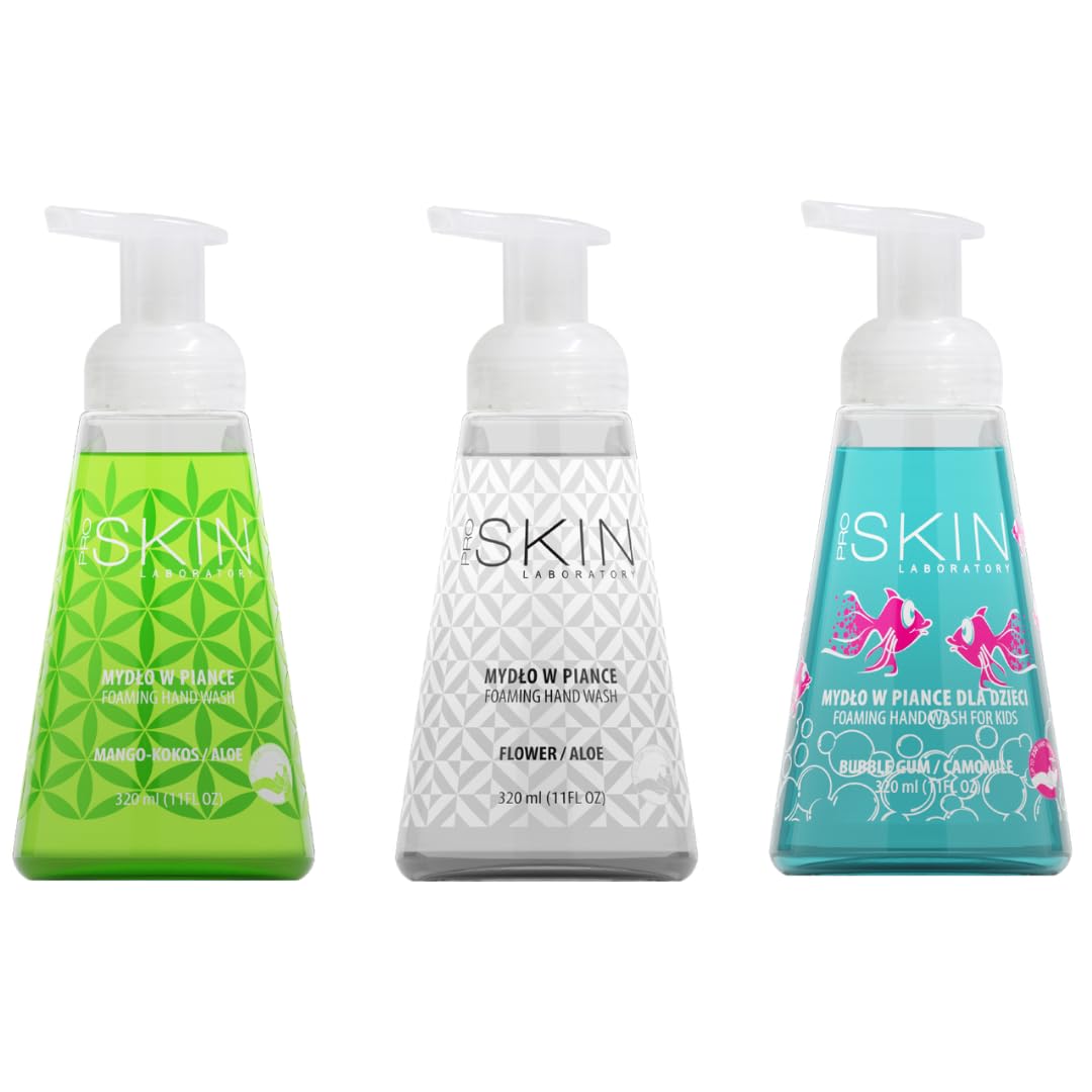 Proskin LaboratorySante Liquid Soap, Hand Soap, Hand Soap Liquid, Foam Soap, Set of Three Fragrances Flower, Mango Coco, Bubble Gum for Children, 3 Pieces x 320 ml
