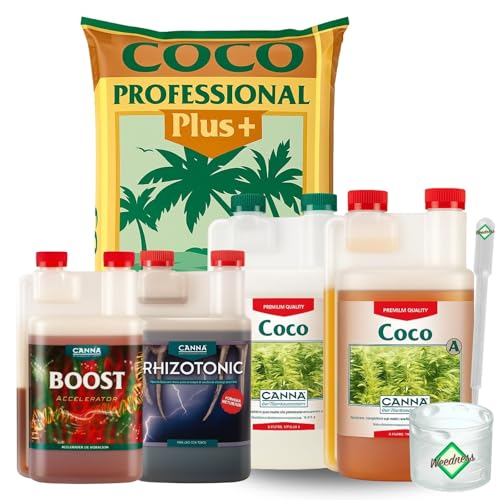 Weedness Canna Coco Dünger Erde Set M 50 Liter - Blumenerde Substrat Kokoserde Anzuchterde Palmenerde Rindenmulch Gartenerde Pflanzerde Grow Anbau