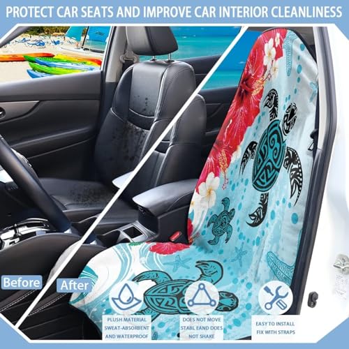 Image of Car Seat Cover Protector Front Seats Only Fit for Auto Truck Van SUV, Waterproof Aesthetic Flowers Print Seat Towel Cover for Gym, Pets, Outdoor Adventures