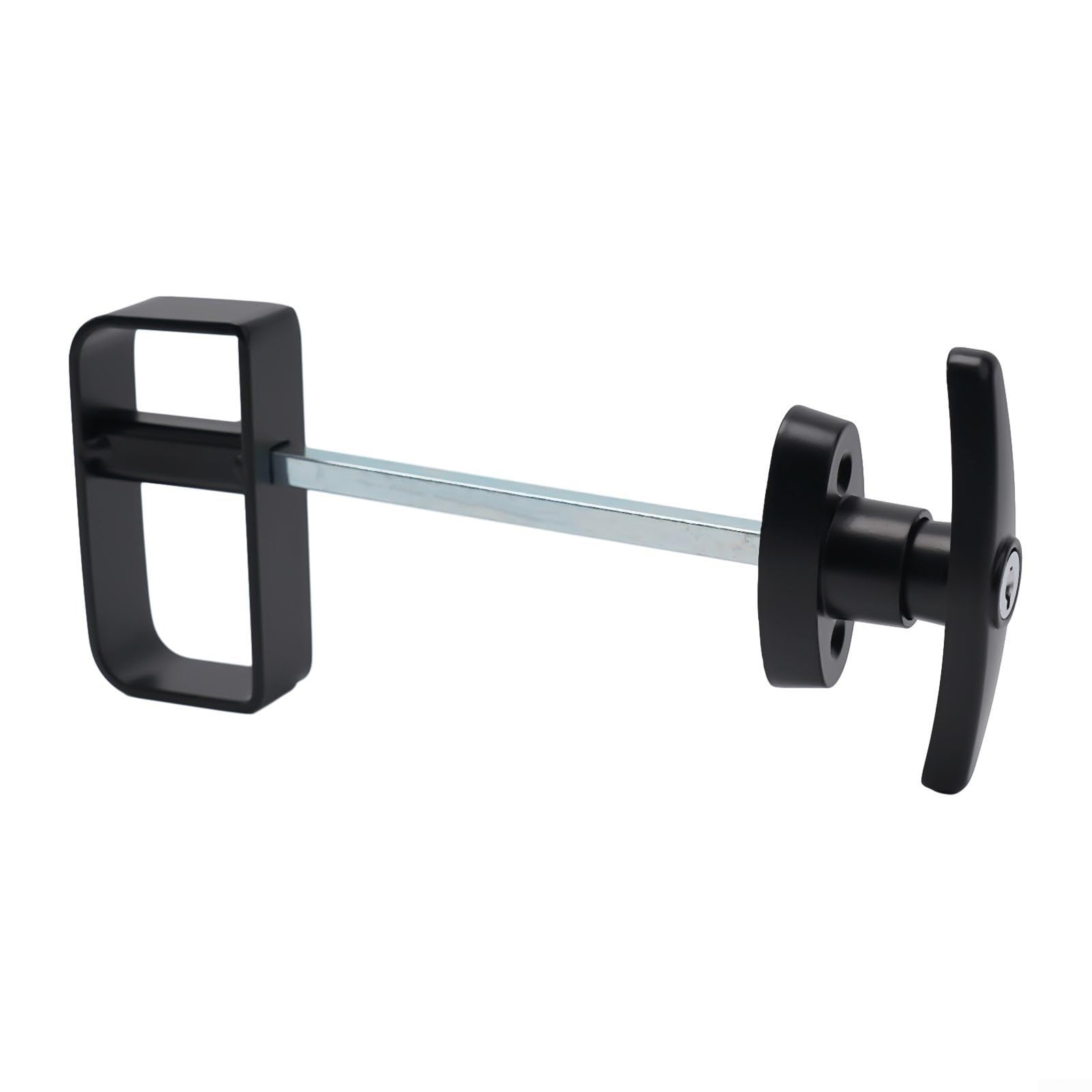 Set di serrature con maniglia a T per porta di capannone, fienile o edificio esterno, struttura in lega di zinco verniciata a polvere nera e ferro con stelo da 14 cm, include maniglia a D interna,