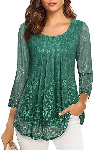 VALOLIA Women Blouse, Womens Flowy Tops for Work Casual Half Sleeve Layered Pleated Shirts Maternity Tunics Tops Loose Fit Womens Tops Fall Sheer Flowy Shirts Business Casual MGN-2 XX-Large