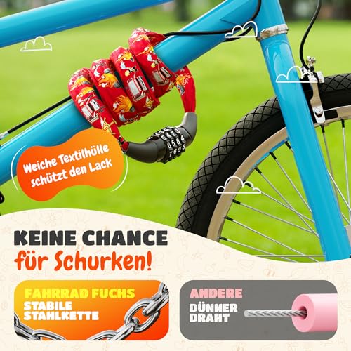 Fahrradschloss Kinder mit Zahlencode – Feuerwehr – leicht und sicher – Kinder Fahrradschloss Zahlenschloss – 65 cm… – Ansicht 5