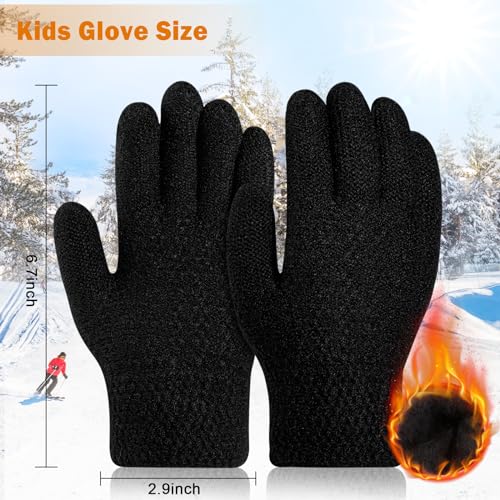 ONESING Kids Knit Gloves - Stretchy Gloves for Boys Girls Winter, Solid Finger Gloves for Children3