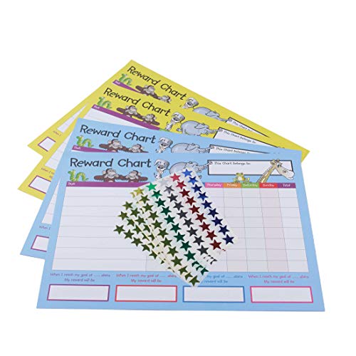 House of Card & Paper Reward Chart 4 Charts and 225 Foil Star Shaped Stickers per Pack