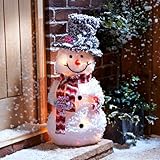 3 Pagen® LED Schneemann „Frosty“ – stimmungsvolle Weihnachtsdeko – ideal für den Innen- & Außenbereich – Timerfunktion – Batteriebetrieb – detailreiche Gestaltung – Höhe: 68cm