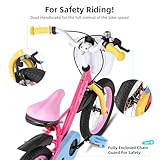STITCH MACARONS 14 inch kids bike for 3-5 girls, 14 inch girls bike with stablisers and basket,pink - Image 3