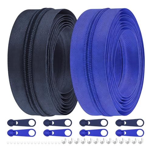 4,3 metros #5 zíperes de costura fitas de zíper bobina com 8 controles deslizantes e 12 extremidades de zíper para artesanato de costura de alfaiate DIY
