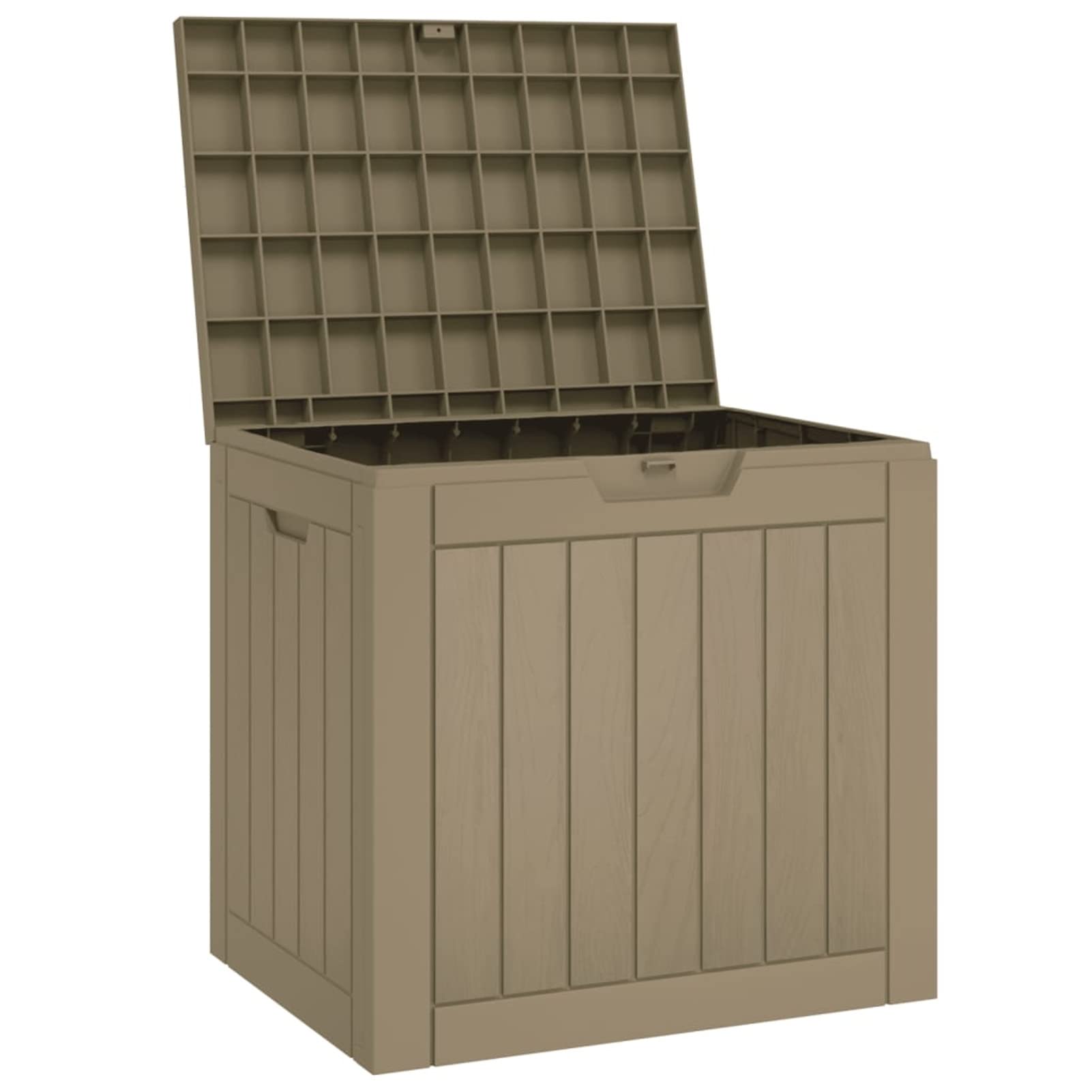 Homgoday Caja de jardín marrón claro 55,5 x 43 x 53 cm polipropileno, muebles, baúles y baúles para exteriores, porta herramientas de jardín, puf de exterior, baúl de exterior