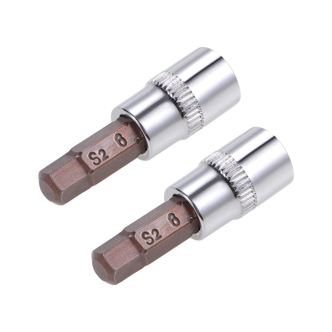 TOP-VIGOR 2Pcs Hex Bit Socket, 1/4" Drive x H6 (6mm) Allen Key Socket, Premium S2 Steel Bits, Hex Bit with 38mm Length for Torque Wrench, Ratchet Wrench, Impact Power Drills, Slide Bar