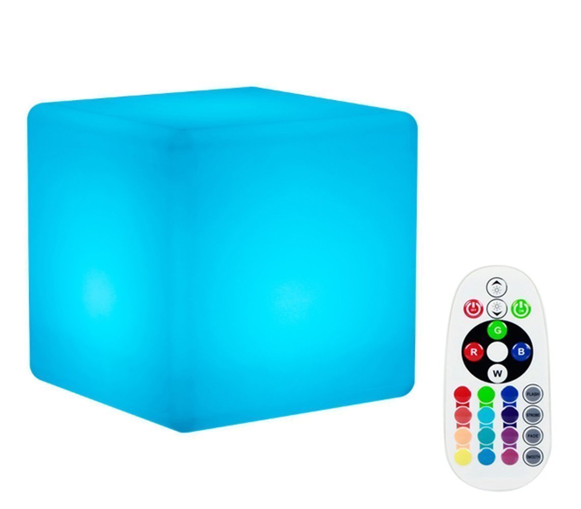 LED Cube Mood Light, Impermeable Recargable Lámpara Luz flotante,Dimmable Luz nocturna LED Luz decorativa con control remoto y 16 Modo de iluminación (20CM/7.9'')