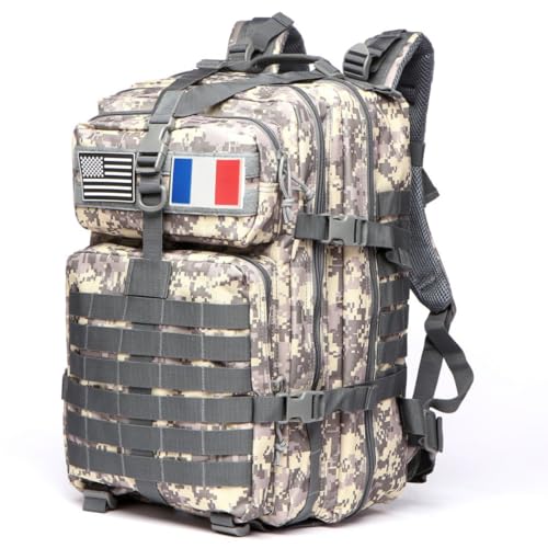GUJOIN Sac À Dos Tactique 50 Litres - Grande Capacité Système MOLLE Militaire Imperméable Idéal Pour Urgences De 3 Jours Chasse Randonnée Et Camping Sac À Dos Pour De Plein Air (ACU)