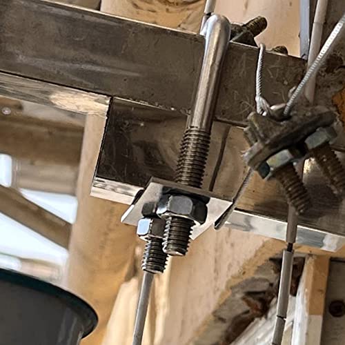 Image of 4PCS U Bolts Square 3-1 /16 inch Inner Width Stainless Steel Boat Trailer U-Bolts with Washers and Nuts, Replacement Parts and Accessories for Automobiles Trailer, Ski Boat, or Sailboat Trailers