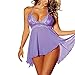 Mujer 2 Piezas Tentación Conjunto De Lencería Ropa Interior De Ropa Fiesta Encaje Vestido Más El Tamaño De Traje De La Muñeca Ropa Interior Erótica Festiva Pijamas (Color : Violett, One Size : 4XL)