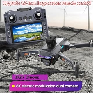 LKHLTBF Triple Battery,Drone d27 PRO Max GPS 8k Telecamera HD Professionale 5g WiFi FPV 360° evitamento Ostacoli brushless Grande Schermo rc Quadcopter