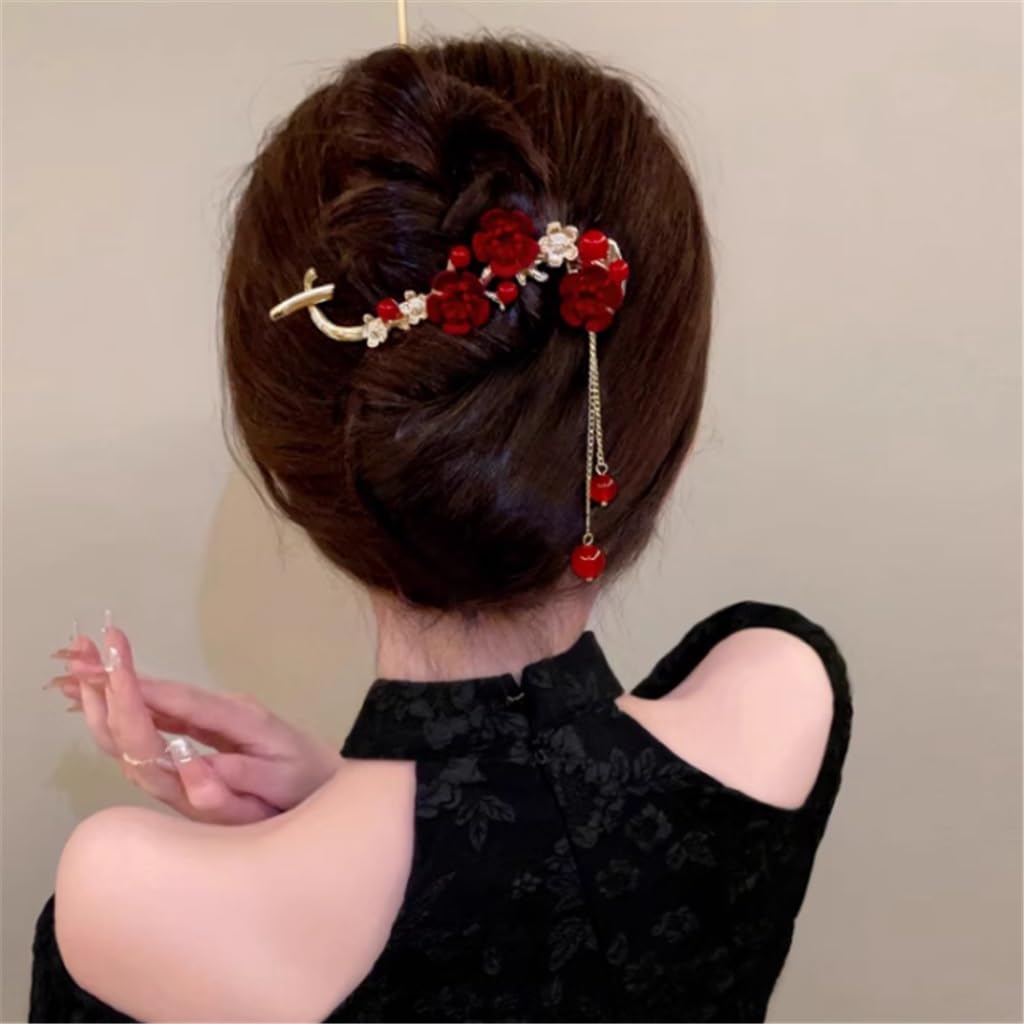 Épingle à cheveux fleur de prunier JFDBGU anti-glisse pour plaque d'été