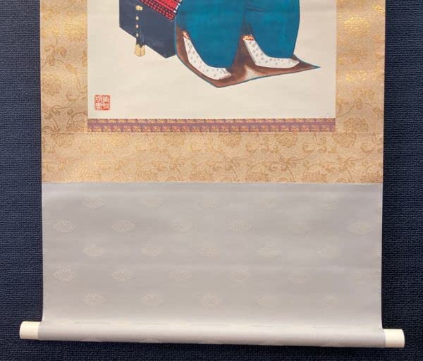 美品 掛け軸 前田青邨筆「藤と桔梗図」リトグラフ 扇面木版画 双福 美品 掛け軸 前田青邨筆「藤と桔梗図」リトグラフ 扇面木版画 双福