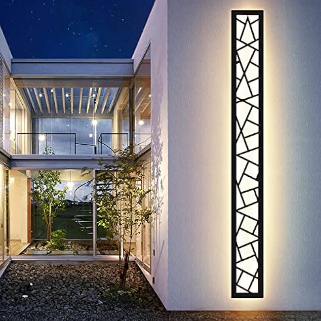 Outdoor Wall Lights 45.3inch Modern Outdoor Wall Sconce LED Long Wall Sconces Black Front Porch Light Waterproof Led Wall Light IP67 3000K Exterior Lighting fixtures