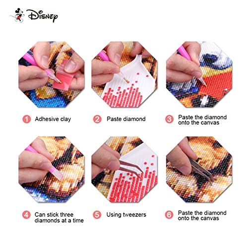 Disney 5D DIY Diamond Embroidery Full Display"Cartoon Princess" Diamond Painting Square/Round Rhinestones Decor Art (Color : Black, Size : Square Drill 30x40cm) - Afbeelding 6