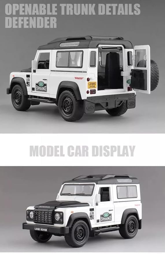 Image of Land Rover 90 Defender 3 Door Diecast Car Model 1:32 Scale | Metal Pull Back SUV Toy | Openable Doors Off Road | Birthday Gift for Kids (Colour as a per Stock)