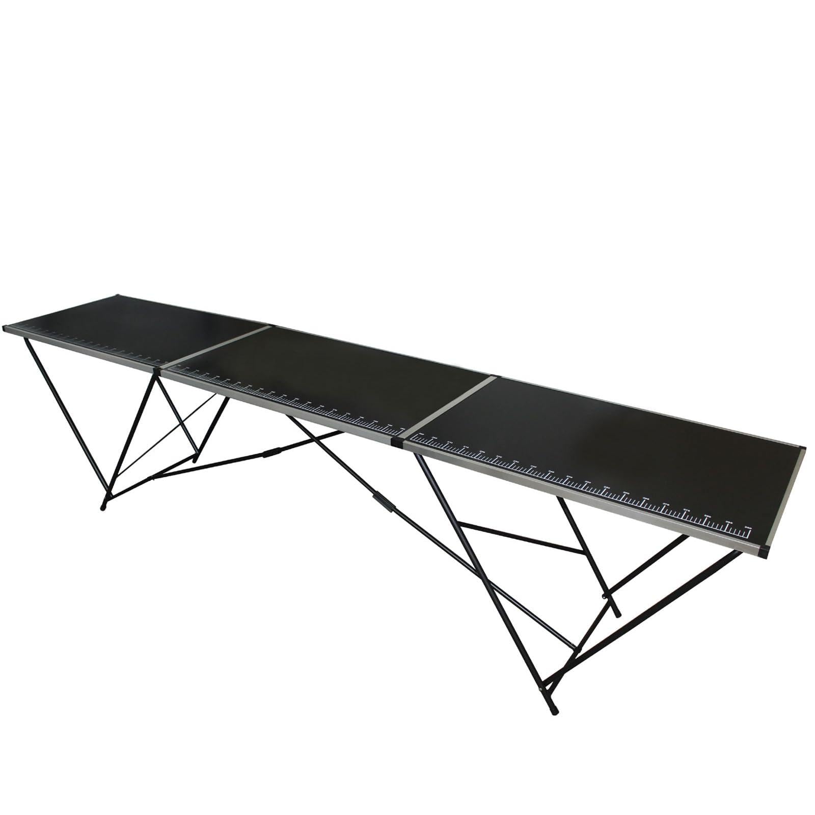 TRUTZHOLM Tapeziertisch klappbar aus Aluminium 300x60 cm | Mehrzwecktisch mit praktischer Messsskala | bis 30kg belastbar, stabile 3mm Dicke MDF-Platte