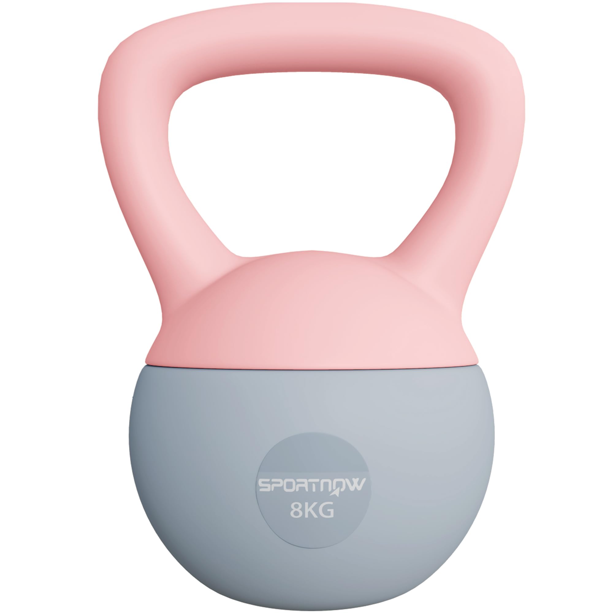 SPORTNOW Soft Kettlebell, 8kg Kettle Bell with Non-Slip Handle for Home Gym Weight Lifting and Strength Training, Pink and Grey