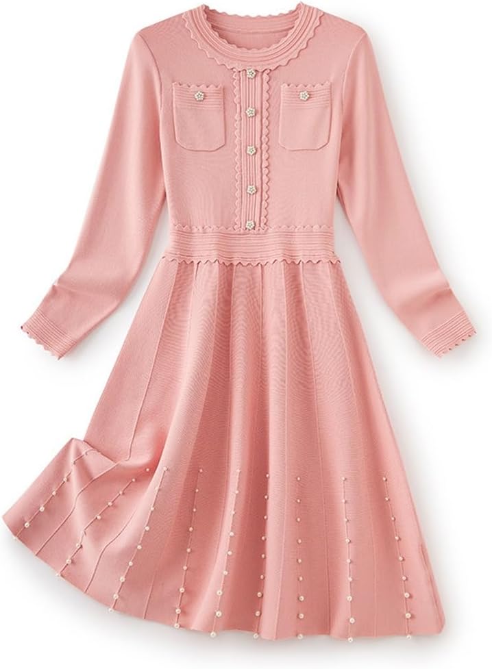 JSEIAJB Mei NAI Zhu Shou Waist A Swing Slim Knitted Dress Celebrity Dress