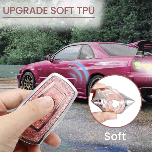 Image of Key Fob Cover for BMW X3, Rhinestone Wristlet Keychain Case, Pink