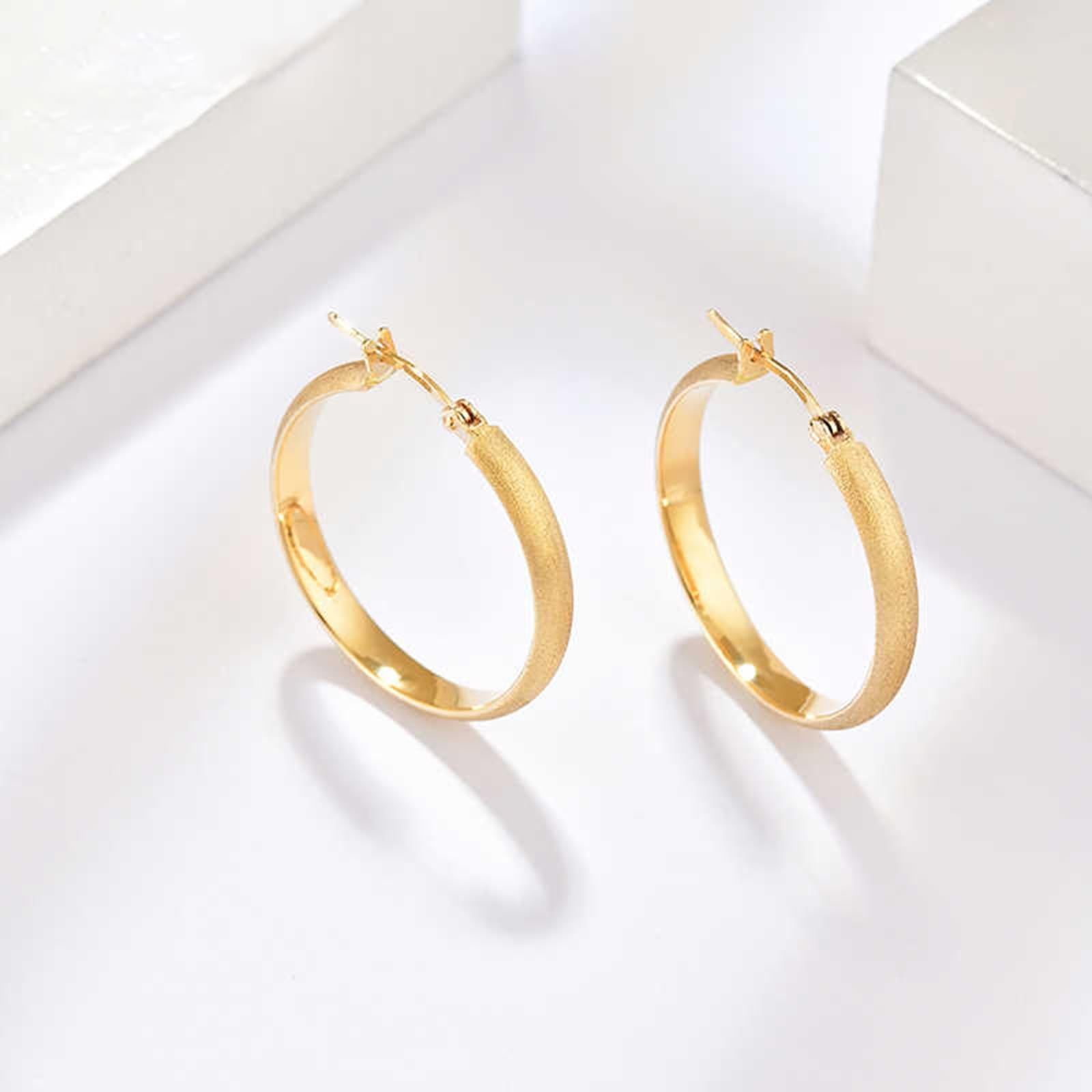Creole Hoop 9K/14K/18K żółte złoto, klasyczne kolczyki damskie, prawdziwa biżuteria, damskie kolczyki, złoto 750/585/375