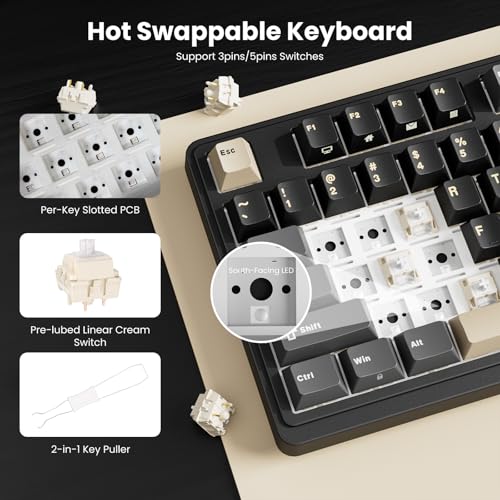 Image of RK ROYAL KLUDGE N99 Wireless Mechanical Keyboard with Screen & Knob, BT /2.4G /USB-C, 96% Hot Swappable Custom Keyboard, Pre-lubed Linear Slient Switches, Gasket Mount, RGB Gaming Keyboard