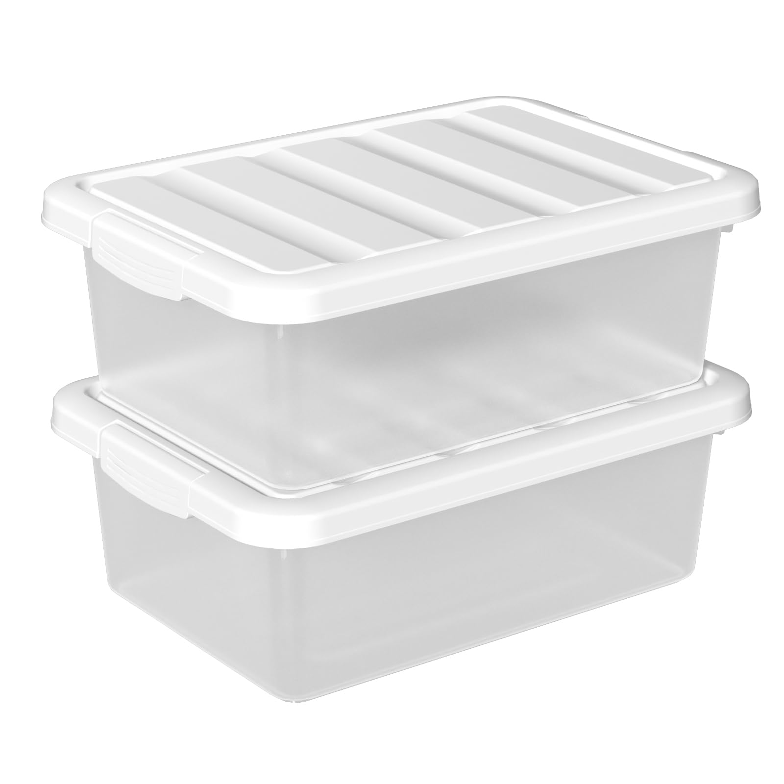 Boîte de rangement pour bureau et dressing : pack de 2 bacs transparents 14L