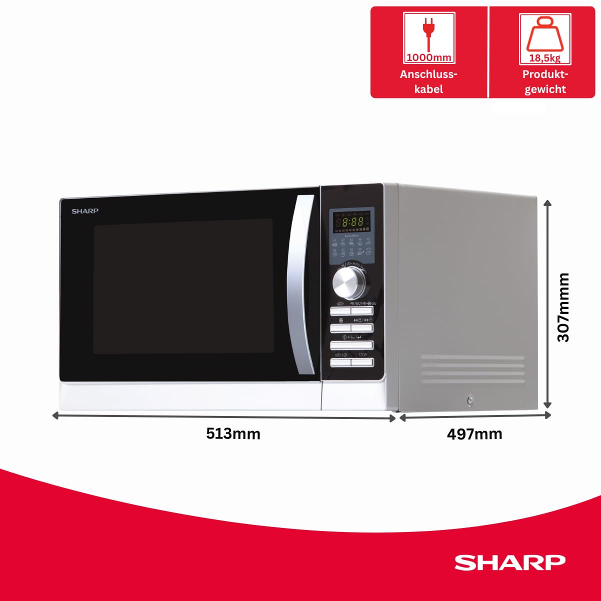 Sharp R-843INW Micro-ondes Combiné 25 litres - Argent