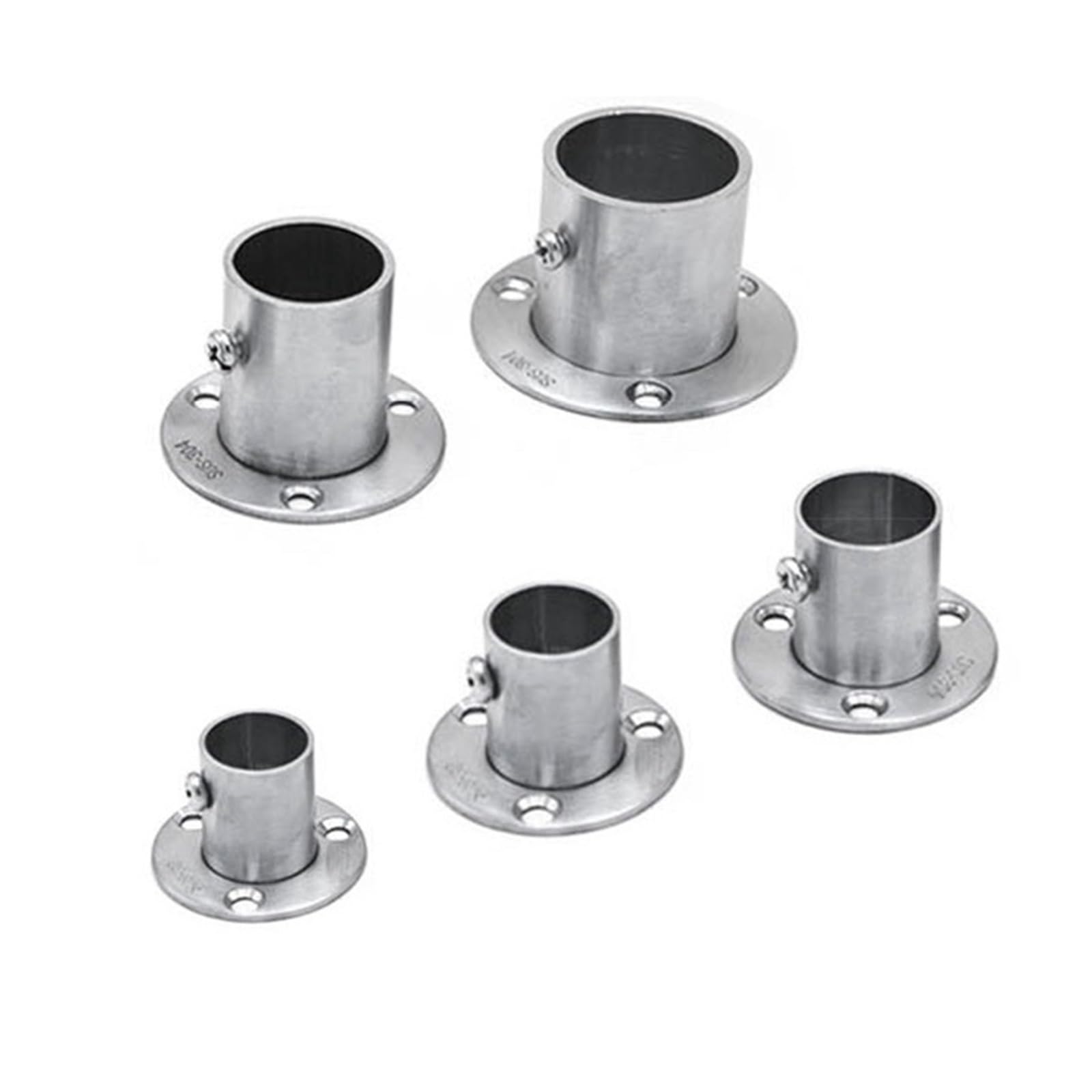 Ugzpwqlnx One Color Stainless Steel Pole Socket Flange Rod, Stainless Steel Wardrobe Rod Socket Flange Bracket 2 Pcs 16-32Mm(19Mm)