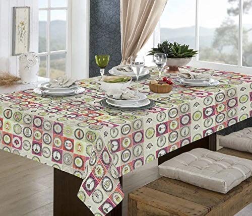 Toalha de mesa retangular para 6 lugares 1,40x2,10 - pratic limpa fácil utensílios - raner