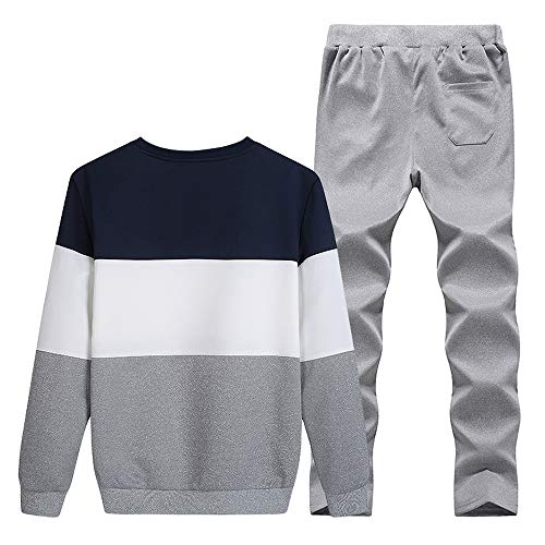 Preisvergleich Produktbild Sannysis Herren Pullover Anzug Männer Winter Rundhals Langärmelige Sweatshirt +Hosen Lässig Baseball Uniform Sport Anzug Dunkelblau / Rot M~4XL