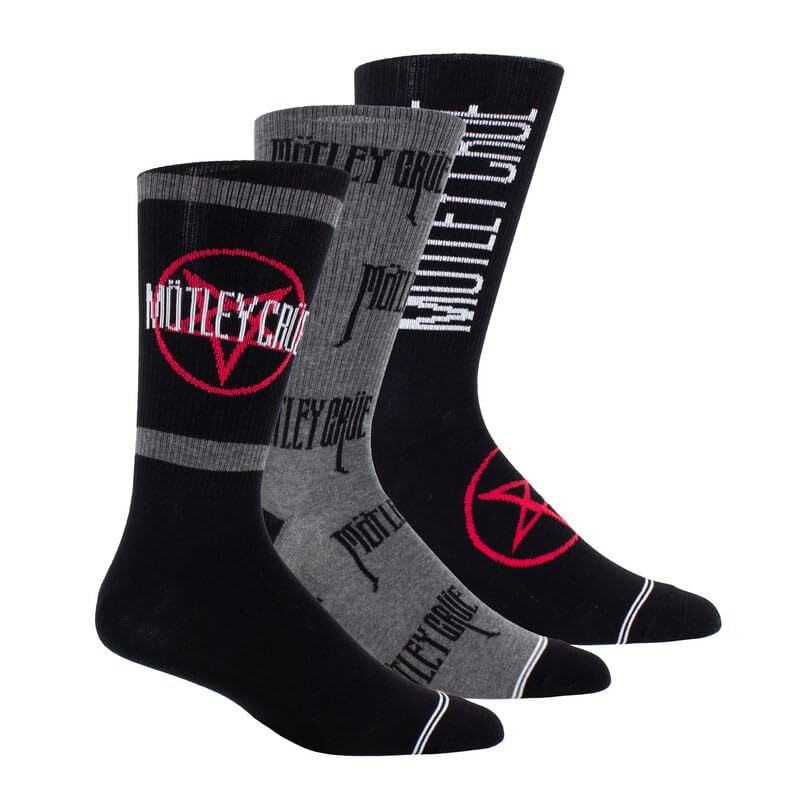 Mötley Crüe 3er Pack Giftbox calcetines altos multicolor estampados de música