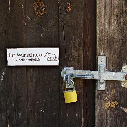 Türschild gezeichneter Keiler Wildschein Namensschild personalisiert mit Gravur- 150mm x 50mm - selbstklebend
